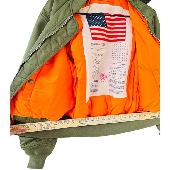 Alpha Industries Ma-1 Bomber Jacket Olive Green Reversible Lined Unisex XS Nylon - Picture 3 of 16